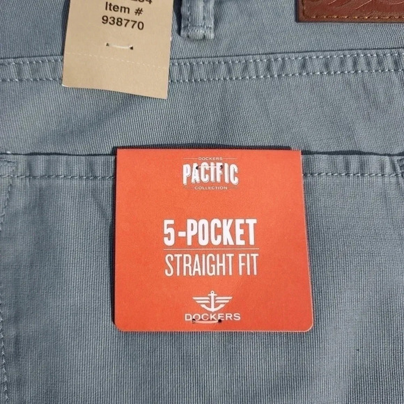 NWT Dockers Pacific 5 Pocket Straight Fit Grey Pants Men W38 L34 - Picture 5 of 10